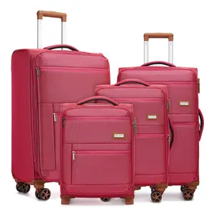 4 Piece Softside Expandable Luggage Set with 360 Silent Spinner Wheels TSA Lock Multiple Compartments Red (16in 20in 24in 28in)