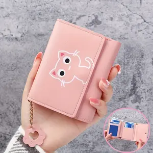 Cartoon Cat Print Cute Coin Purse for Girls PU  Women's Card Holder  Portable ID Storage Bag Student Coin Purse Travel  luxury designer handbags tote Wallet