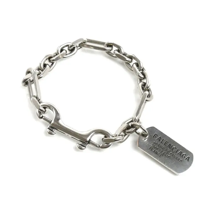Pre-owned Balenciaga Brass Small Leather Goods Tags Bracelet