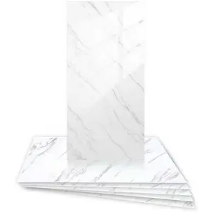 12 count Wite Marble Peel and Stick Tiles 23.6"x11.8"  eat Resistant Self Adesive Removable PVC Wall Panels for Kitcen Backsplas, Batroom, Laundry Room (Not Real Tile, Not for Floor)