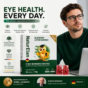 NaturElan Nobel-Grade Eye Support Gummies - Lutemax2020 & European Bilberry | 5D Vision Protection, 0 Sugar