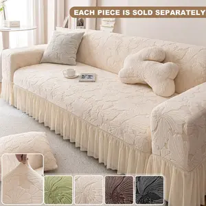 3D Embroidered Sofa Full Cover, Anti-Slip Pleated Sofa Set, Luxury Home Sofa Protection, Reusable Winter Casual Sofa Cover