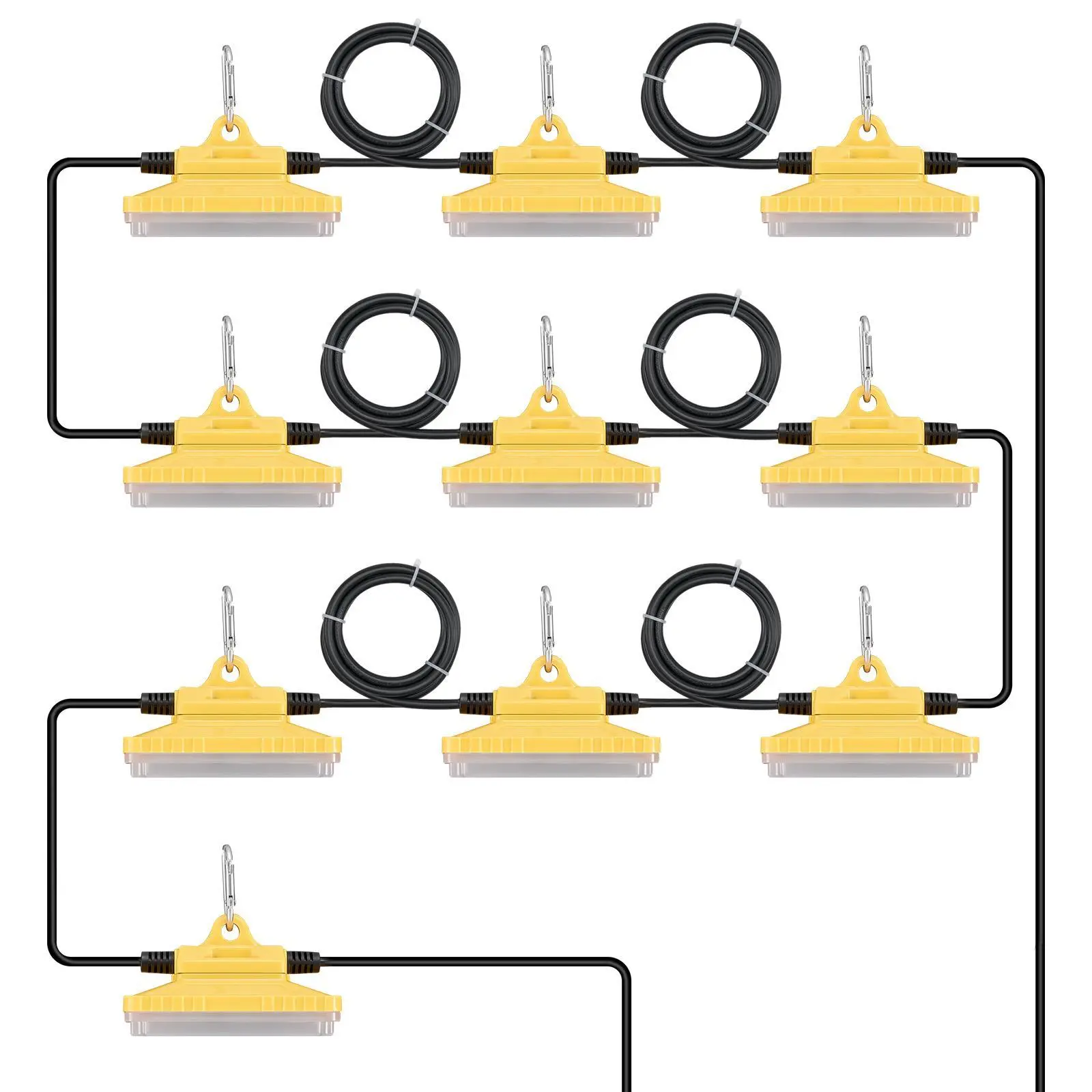 【Fallpicks】VEVOR Connectable String Lights, 100FT 150W 15000LM 5000-5500K Daylight, 10PCs IP65 Waterproof AC Plug-and-Play, ETL Certified with Hanging Hooks, Lights for Indoor & Outdoor Construction Site Temporary Home Improvement Lighting