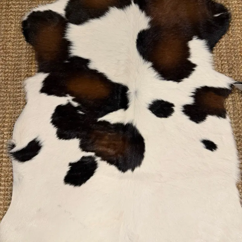 Genuine Cowhide Mat in Brown White and Black Natural Leather Rug for Home Decor Authentic Cowhide Design