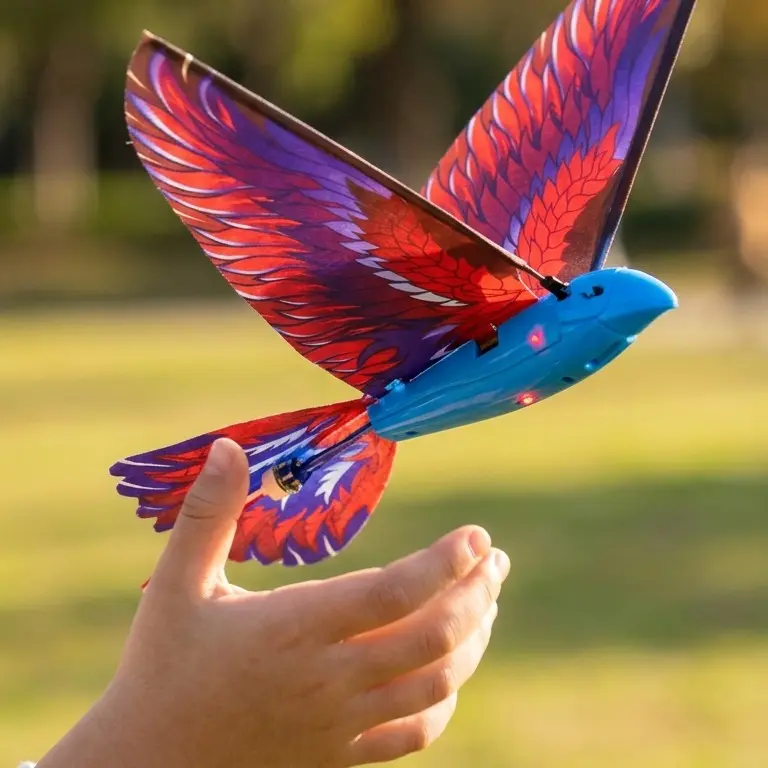 EFFUN Automatic Flap-Wing Bionic RC Bird Toy - High-Density, Impact-Resistant, Lightweight Robotic Animal with LED Lights, Toss & Fly Control, Unisex Kids Toy for 8-10 Years, Birthday Gift, Spring Outdoor Screen-Free Adventure Play