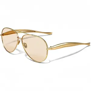 1 PCS Large Frame Double Beam Metal Fashion Glasses Toad Glasses Advanced Retro Personality Versatile Daily Wear Street Photography Vacation Travel Beach Accessories Gold Color Sleek Rectangular Sunglasses Acetate Sunglasses