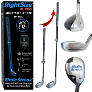 RightSize Junior Pro Series Golf Hybrid by Birdie Streak, Adjustable Length for Ages 5-12 (Premium Hybrid)