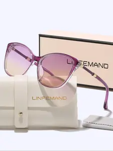 Unisex Elegant Cat Eye Frame Glasses, Trendy Casual Tinted Lens Glasses for Everyday Use, Fashion Accessories for Outdoor Activities