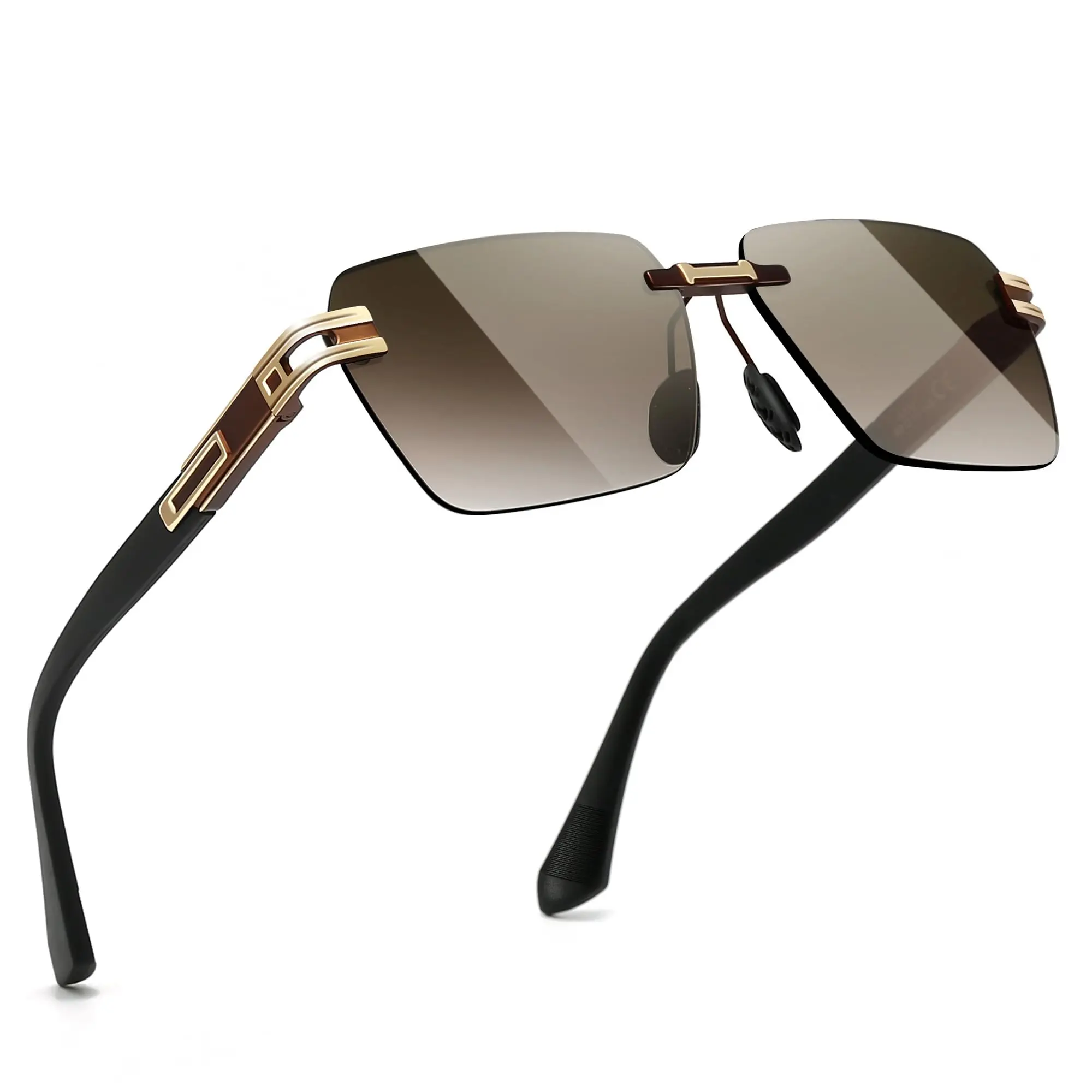 【SummerVibes】SUNGAIT Trendy Frameless Rectangular Sunglasses for Men Women Square Fashionable Rimless Y2K Shades UV400 Protection Lens Unisex Anti-slip Stylish Design