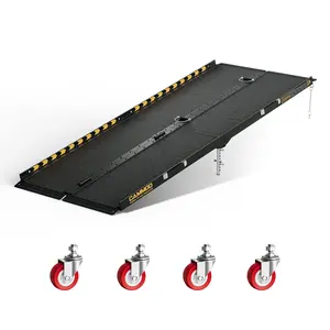 CAMMOO 7 FT Portable Wheelchair Ramp-800LBS Heavy-Duty, High-Strength Aluminum Alloy with 4 Adjustable Legs, 4 Wheels, Triple Anti-Slip and Seamless Design, Ideal for Home Steps, Threshold, Doorways