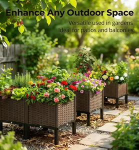 Elevated Raised Garden Bed with Legs 47.24"×15.75"×14.57" Self-Watering Planter Box for Vegetables Flowers Herbs Patio Balcony Garden