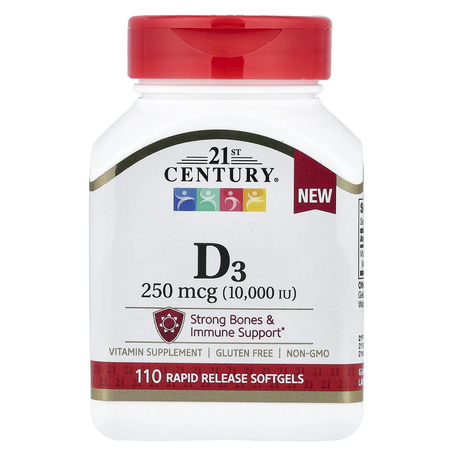 21st Century Vitamin D3, 250 mcg (10,000 IU), 110 Rapid Release Softgels