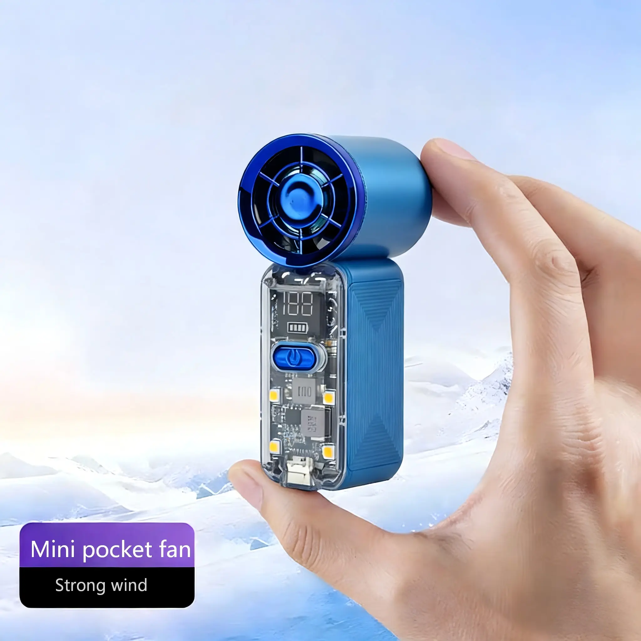 100-Speed Adjustable Mini Handheld Fan with LED Display, Rechargeable Portable Cooling Fan, Long Battery Life, Low Noise USB Fan for Travel, Camping & Outdoor Use