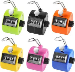 KTRIO Pack of 6 Handheld Tally Counter 4-Digit Number Clicker Battery-Free Mechanical Pitch Counter for Coaching Knitting Golf Toddler Fidget Assorted Color