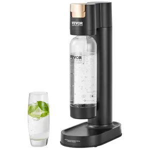 【Father's Day gift】VEVOR Sparkling Water Maker, Soda Maker Machine for Home Carbonating, Seltzer Water Starter Kit with BPA free 1L PET Bottle, Compatible with Mainstream Screw-in 60L CO2 Cylinder(NOT Included), Black