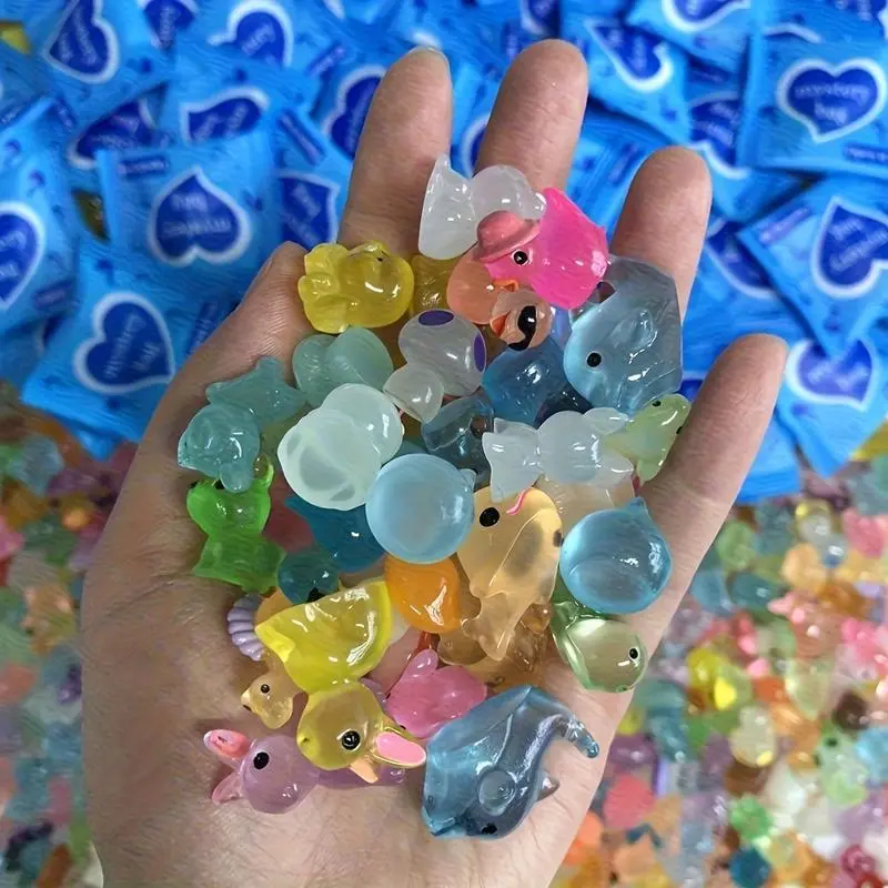 60pcs Cute Mini Animal Ornaments, InterestingLuminous Animals, Colorful Small DecorationsResin Animals Variety Pack, Suitable ForAquariums, Landscape Decorations, Easter Gifts
