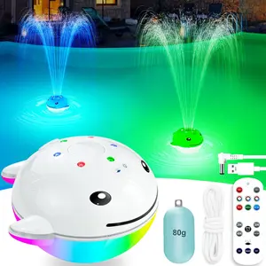 ChlorStar Pool Fountain with Remote, Dolphing Floating Pool Fountain with Lights, Above Ground Pool Water Fountains with Anchor, Swimming Pool Fountains for Inground Pool-1PC,White