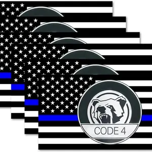 6PCS Thin Blue line Sticker Code 4, American Flag Thin Blue Line Car Decal, Police Support Stickers, American Flag Thin Blue Line Decal, for Cars Trucks Window Laptop patriotic car decal