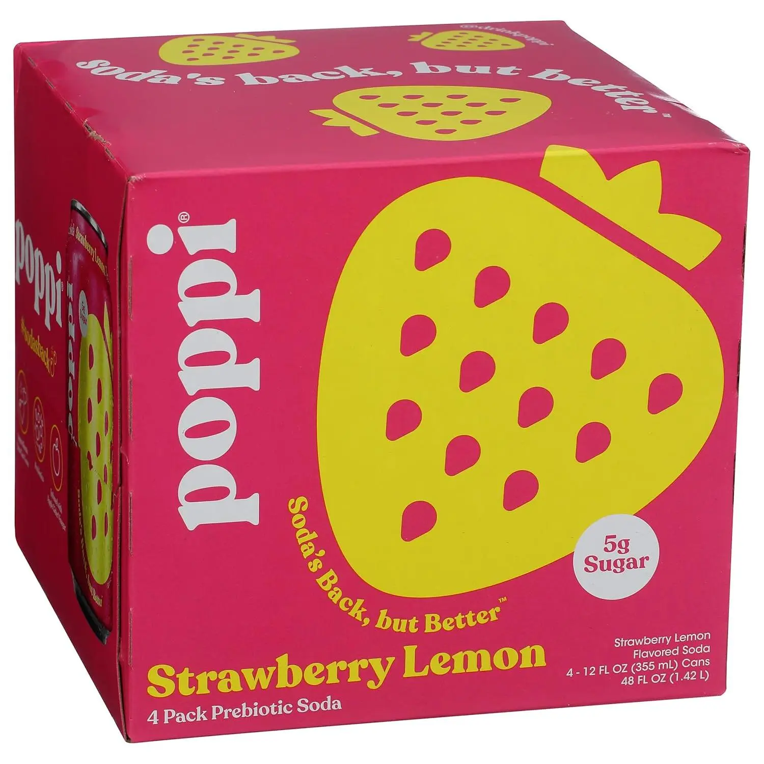 Poppi Strawberry Lemon Prebiotic Soda 4