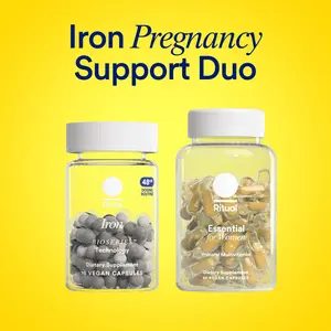 Ritual’s Iron Pregnancy Support Duo with Ritual’s New Gentle, Pregnancy-Safe‡‡ Iron BioSeries and Ritual’s Essential Prenatal Multivitamins to Support Pregnancy Nutrient Demands*, 30 Days Supply