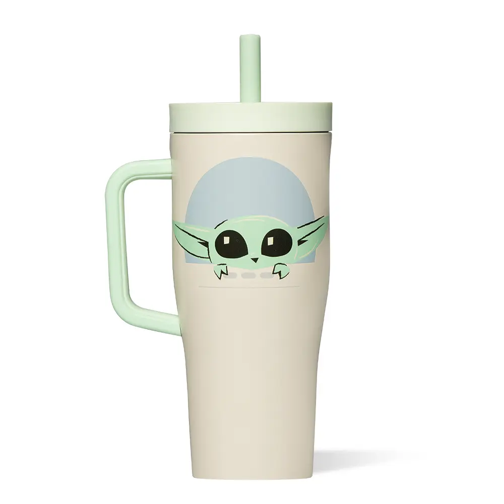 Corkcicle Star Wars™ Leakproof Cruiser 22oz Grogu Pattern Insulated Tumbler with Soft Silicone Straw & Comfort Grip Handle