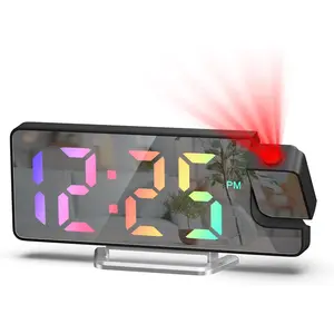 Projection  Clock for Bedrooms - Digital Clock with 180 Rotatable Projector, 7.9 in Display, 4-Level Brightness, Large Screen,  Clock for Heavy Sleepers, Snooze, 12/24H