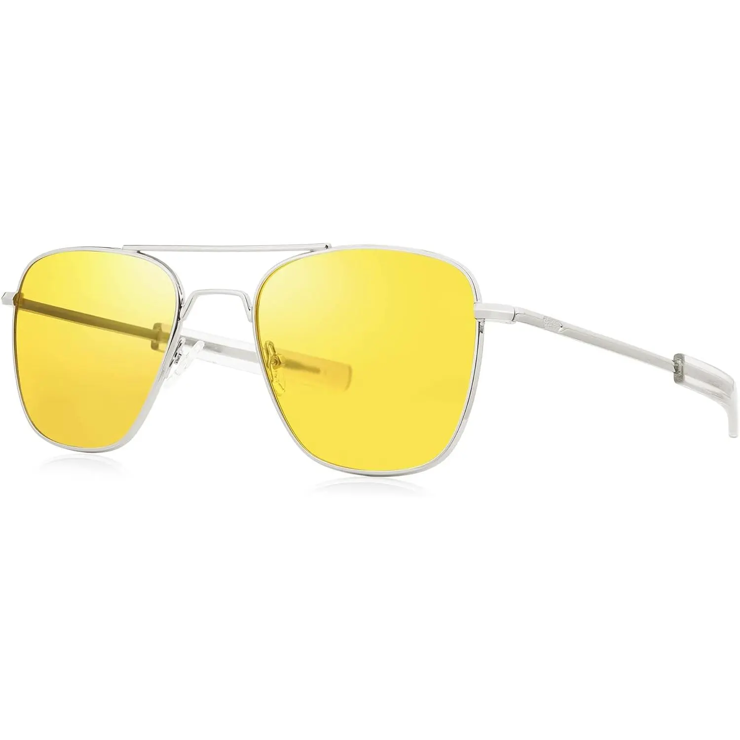 EyeconicFinds Men's Polarized Aviator Sunglasses, Military Pilot Frame, Bayonet Temples, Style B2623, Men's Sunglasses
