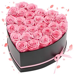 【Super Brand Day】VEVOR Preserved Roses Decor, 27-Piece Special Love Bouquet in Heart-Shaped Box, Eternal Immortal Blooms for Women, Ideal Father’s Day Birthday Anniversary Gift, Pink, Buying Flowers for Her,DEALS FOR YOU