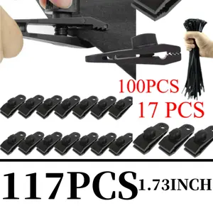 17Pcs Upgrade Heavy Duty Tarp Clips With 100Pcs Zip Ties - Lock Grip Clamps for Camping, Fasteners, Linoleum, Awning, Pool Cover, Caravan Canopies, Car