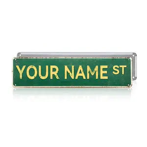 Custom Street Sign Vintage Metal Tin Sign, Personalized Road Name Plate, Rustic Wall Decor for Home, Bar, Garage, Cafe, Man Cave – Palette & Wall Matte Box Gift