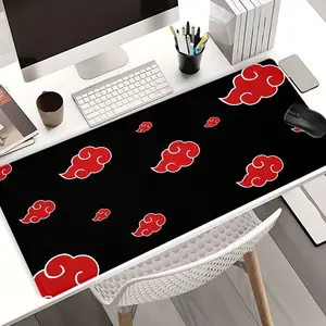 Extra Large Red Akatsuki Cloud Anime Mouse Pad Japanese Ninja Gaming Desk Pad Gaming Desk Accessory 35x16 Inch Computer Keyboard Mousepad with Non-Slip Rubber Base Durable Stitched Edge Perfect Gift for Home and Office Desk Accessories