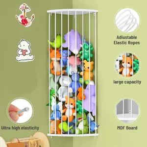 Plush Animal Doll Storage Rack, Display Rack, Wooden Corner Plush Toy Holder, Adjustable Wall and Corner Organizer, Suitable for Living Room, Game Room, Bedroom Decor, Adjustable Standing Shelf