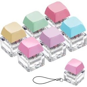 6 Pcs Keyboard Toy Clicker Keyboard Fidget Keychain Decompression Toys Button Stress Relief Gifts for Adult to Relief Stress Pass the Time (Nomal Style,Macaron Colors)