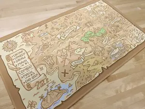 Treasure Map Playmat with Phases and Zones Deskmat and Mousepad, Accessories for MTG
