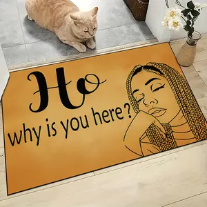Letter & Girl Pattern Door Mat, 1 Count Entry mat, doorway carpet, entrance area mat,Floor Mat, Decorative Carpet for Home Living Room Bedroom, Home Decor, Unique Rugs, Geometric Graphic Rug, Modern Indoor Rug