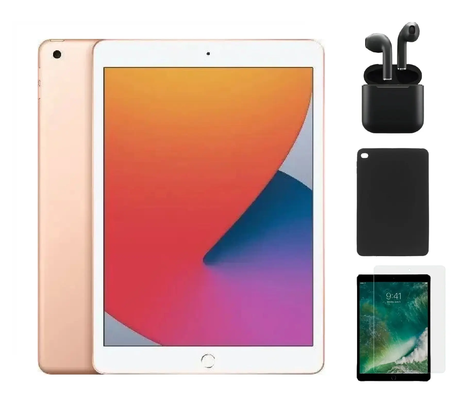 Refurbished iPad 8th Gen (WiFi)-Acceptable Condition with Case, Wireless Earbuds,Tempered Glass Screen Protector & 1 Year Warranty