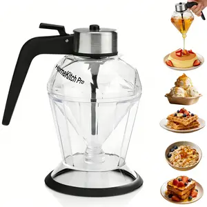 No-Drip Diamond Glass Honey & Syrup Dispenser – 8 oz Easy Clean Honey Pot with Plastic Stand for Mess-Free Kitchen Essential, Easy to Clean