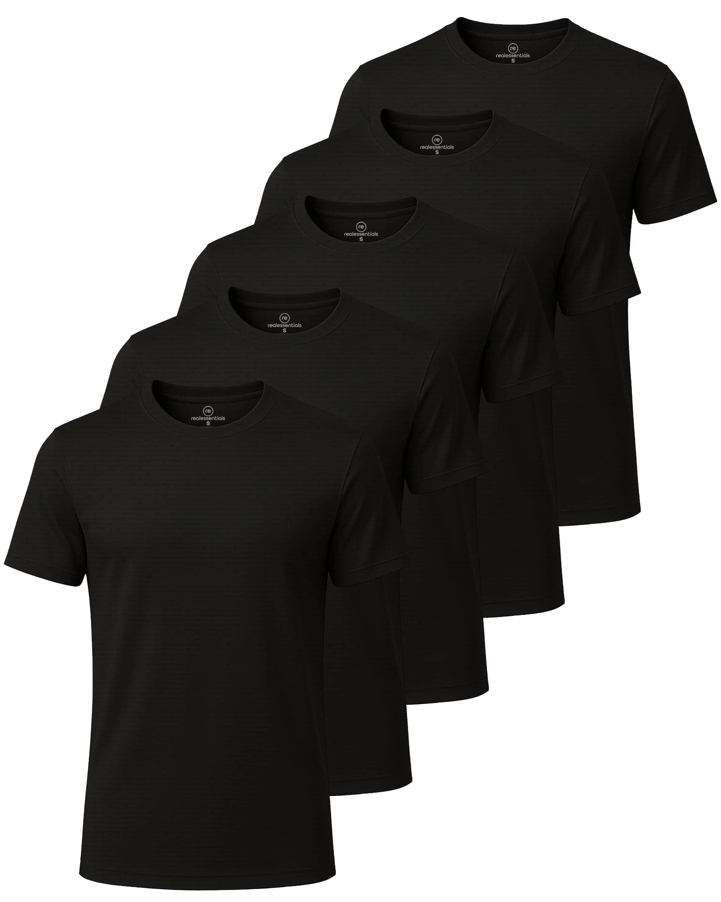 Real Essentials 5 Pack: Men’s Breeze Tech Crew Neck Workout T-Shirts Moisture-Wicking Athletic, Gym Shirts (Big And Tall)
