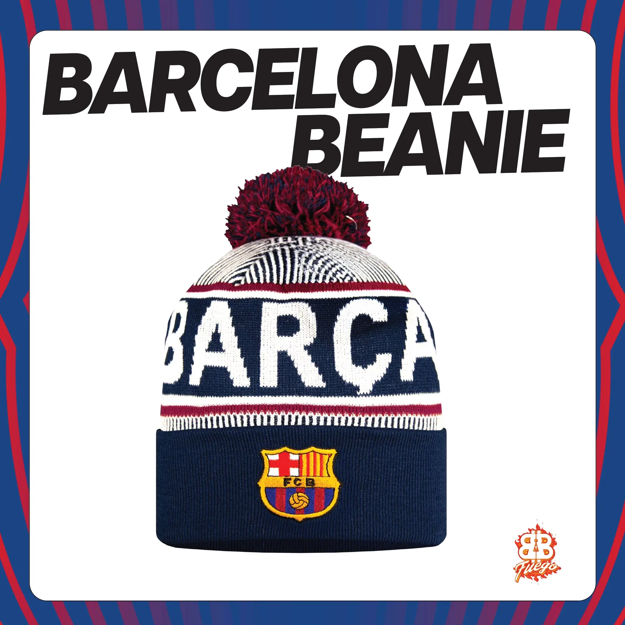 FC Barcelona Beanie Officially Licensed Barça Knit Hat | Match Day + Everyday Fit | Visca El Barça! LV