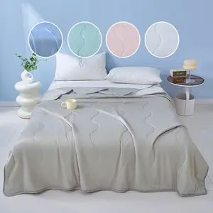 Solid Color Cooling Comforter, 1 Count Soft Breathable Skin-friendly Cooling Comforter, Cool Bedding for Home Office Use in Summer, Breathable Duvet Set, Lightweight Duvet