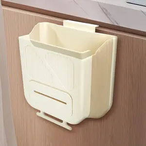 Foldable Kitchen Hanging Trash Can with Lid – Wall Mounted & Cabinet Door Garbage Bin, Space-Saving Touchless Kitchen Storage Box for Food Waste, Home Organization Essential