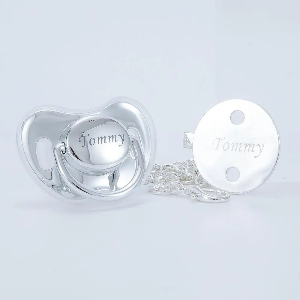 Custom Bling Pacifier Set – Personalized Gold Baby Pacifier with Name Engraving & Matching Clip | Luxury Newborn Gift, Keepsake, Baby Shower Essential chupetes
