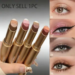 Kakashow Three-Color Eyeshadow Stick, Highlighting Atmosphere Eye Makeup, Easy Smudge Shadow Highlighter, Affordable Beauty Essential