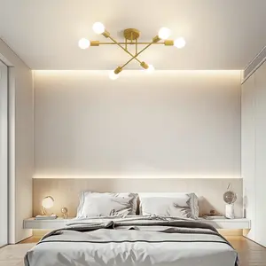 Modern Minimalist 6-Head Ceiling Light, Ceiling Light Fixture, Indoor Lighting, Nordic Living Room Pendant Lamp, Industrial Iron Art Chandelier, No E27 Bulb Included