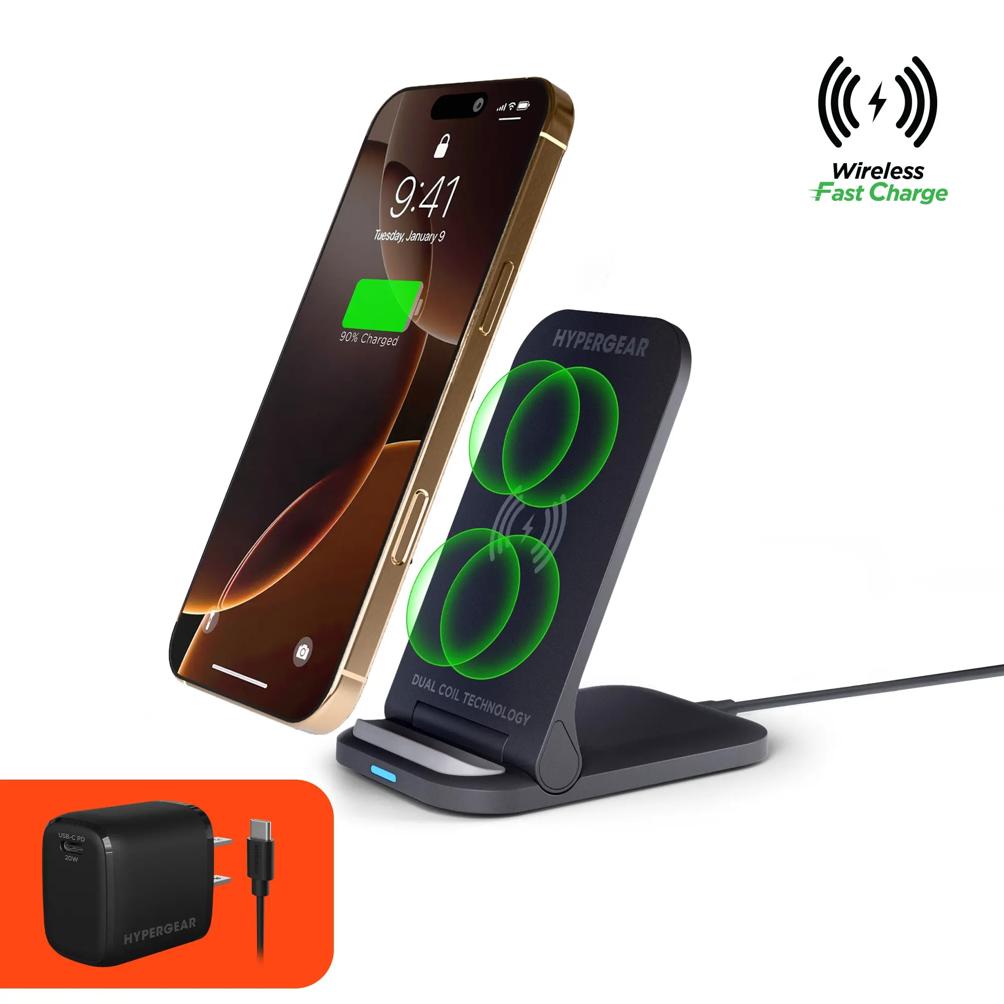PowerFold 15W Wireless Fast Charging Stand | Black