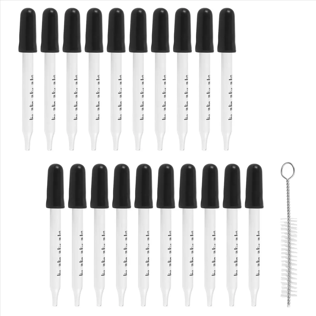 Glass Medicine Droppers, 20 Pack, 1ml Accurate Calibrated Straight Tip Pipettes with Rubber Bulbs and Cleaning Brush for Baby Healthcare & Aromatherapy, Transparent, Perfumes, Calibrated Marks, No, Stain, Bulk Pack, High-Luster Glass, 4 In