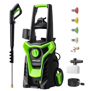Electric Pressure Washer，1450PSI，With GFCI Safety Plug, 360° No-Bend Nozzle, 1.33 GPM, Foam Cannon & 4 Nozzles for Car & Home Cleaning