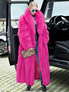 Women's Faux Fur Coat, Soft Long Sleeve Medium Length Coat, Comfortable Casual Party Wear, Luxury Trendy Fall & Winter