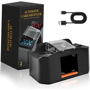 Rechargeable 2 Decks Card Shuffler, Automatic 2000 MAh Quiet Electric Shuffler, Playing Cards, Texas Hold'em, Poker, Home Card Games, Blackjack