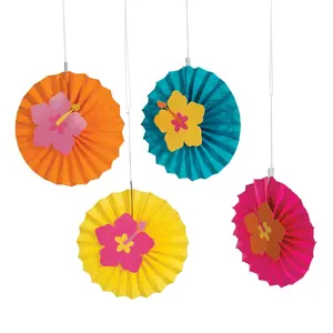 12" Luau Icon Hanging Paper Fans - 12 Pc.